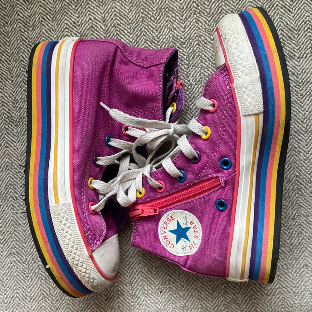 Rainbow Platform Converse girls sz 12